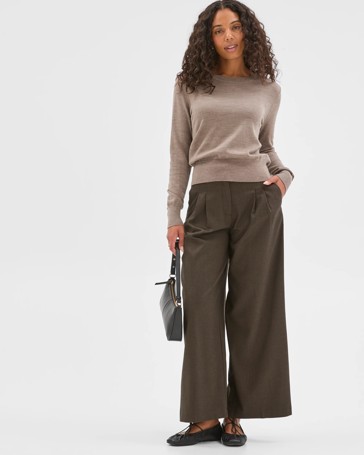 Preview Merino Crew Neck Stitch Detail Knit Sweater