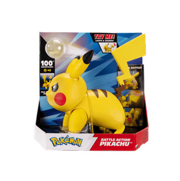 Pokemon Battle Action Interactive Pikachu with 100+ Unique Reactions, Lights & Tail Launcher