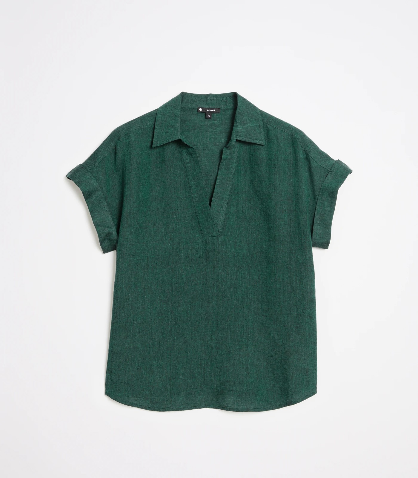 European Linen Roll Cuff Sleeve Blouse 5 of 6