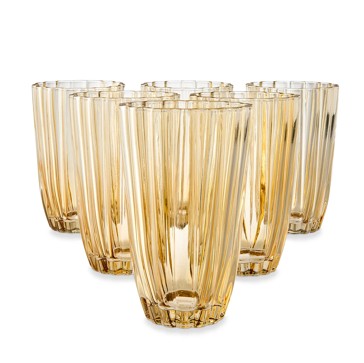 6 Amber Ruffle Highball Glasses - Anko