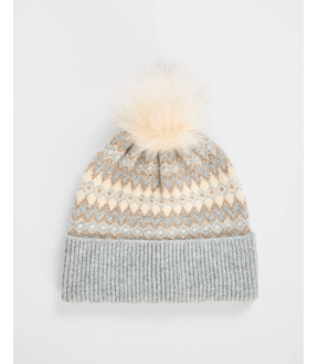 Fair Isle Faux Fur Pom Pom Beanie