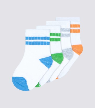 Underworks Baby Organic Cotton, Stripe Ribbed Crew 4pk - White