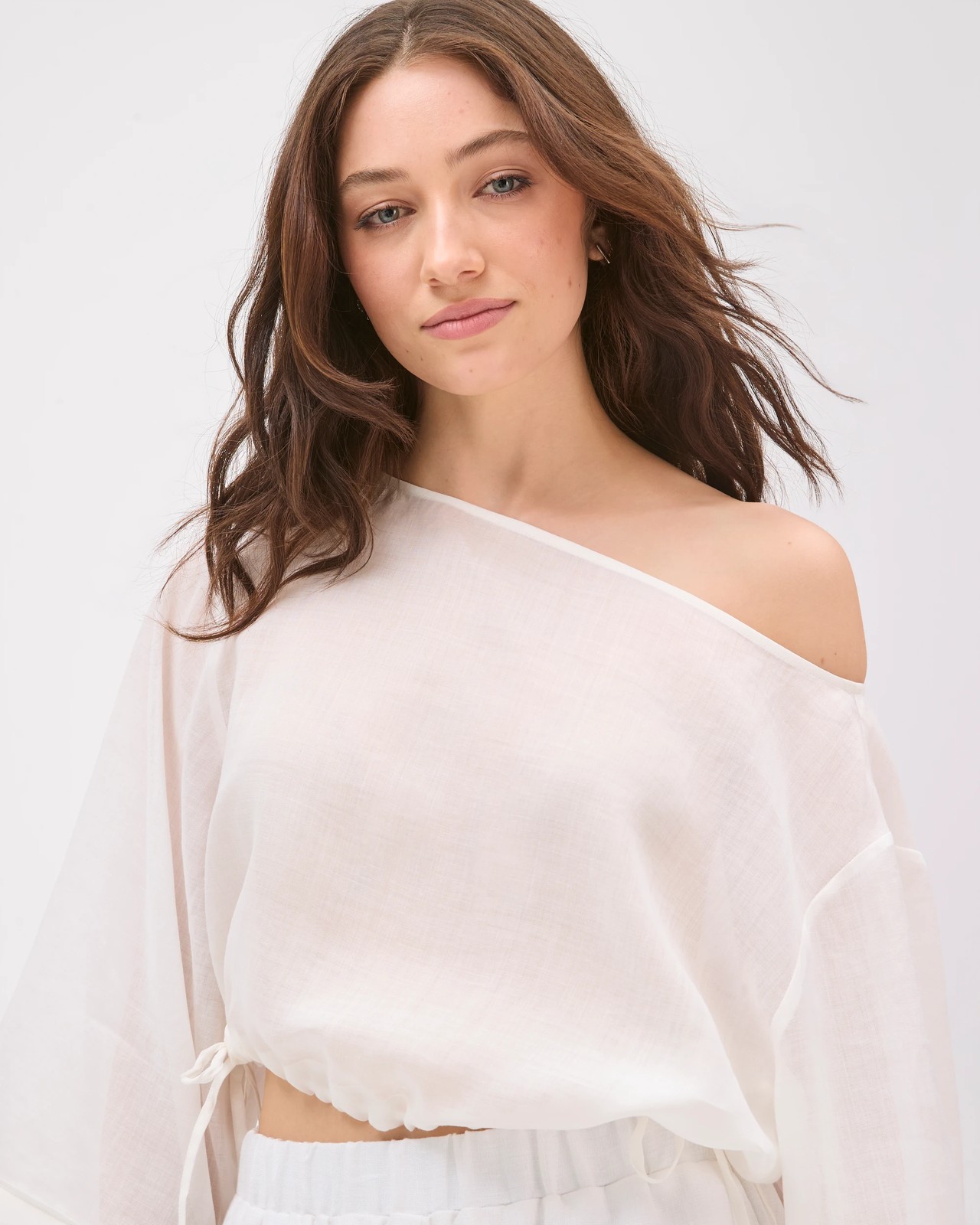 Lily Loves Ramie Off Shoulder Top - Pale Oat 3 of 6