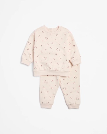 Baby Organic Cotton Print Jumper & Trackpant 2 Piece Set