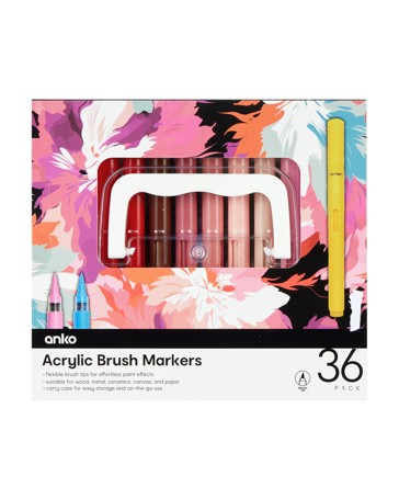 Anko 36 Pack Acrylic Brush Markers