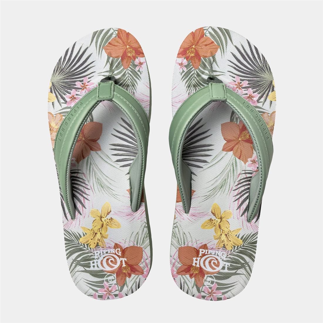 Piping Hot Womens Retro Thongs - Tropical Floral Khaki | Target Australia