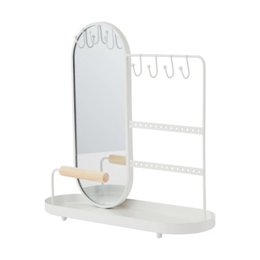 Jewellery Storage with Mirror, White - Anko