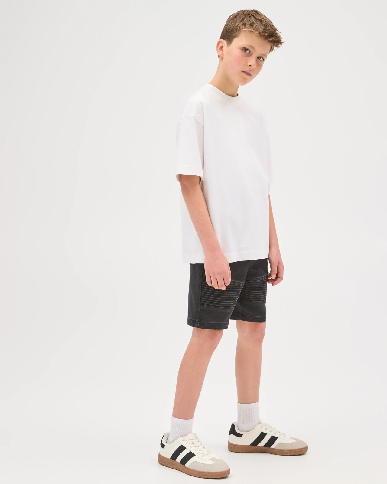 Knee Length Denim Biker Shorts - Blackwash 2 of 5