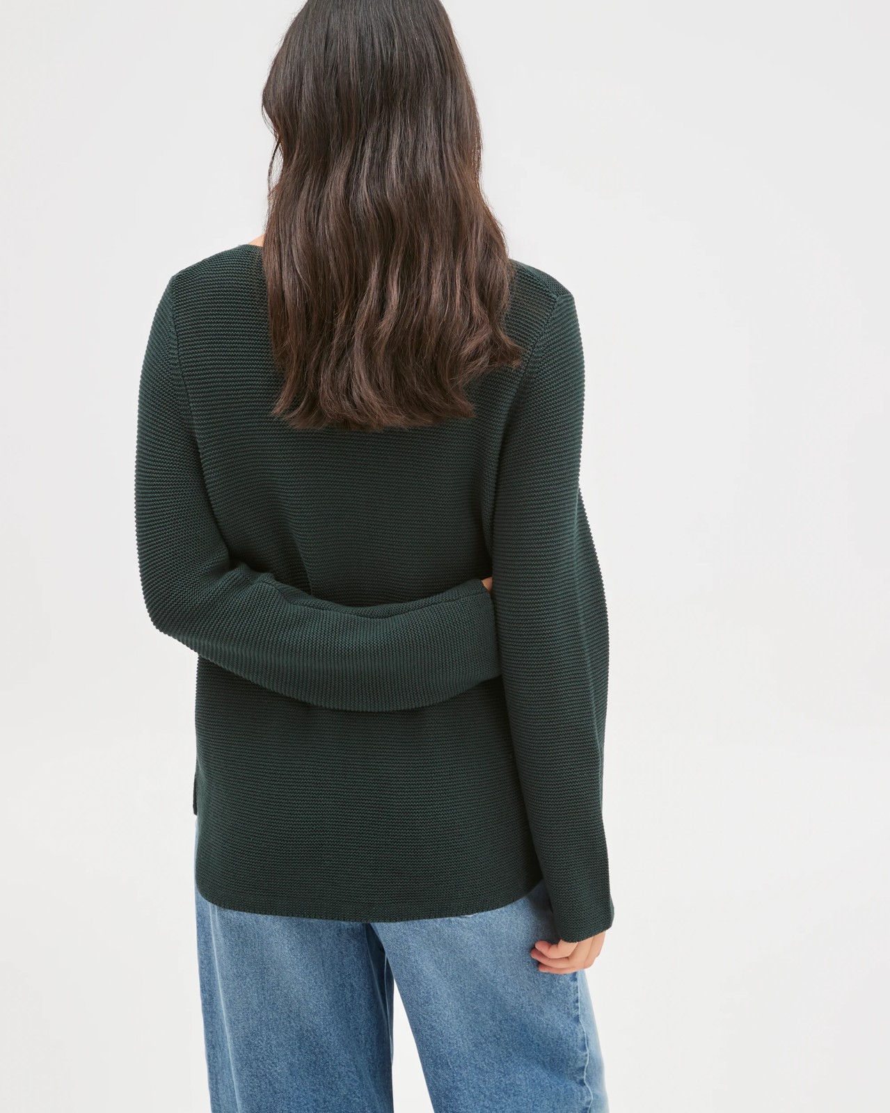Australian Cotton Blend Ottoman Twist Sweater - Midnight Jade 4 of 6