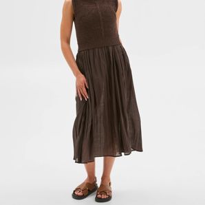 Petites Knit Woven Dress