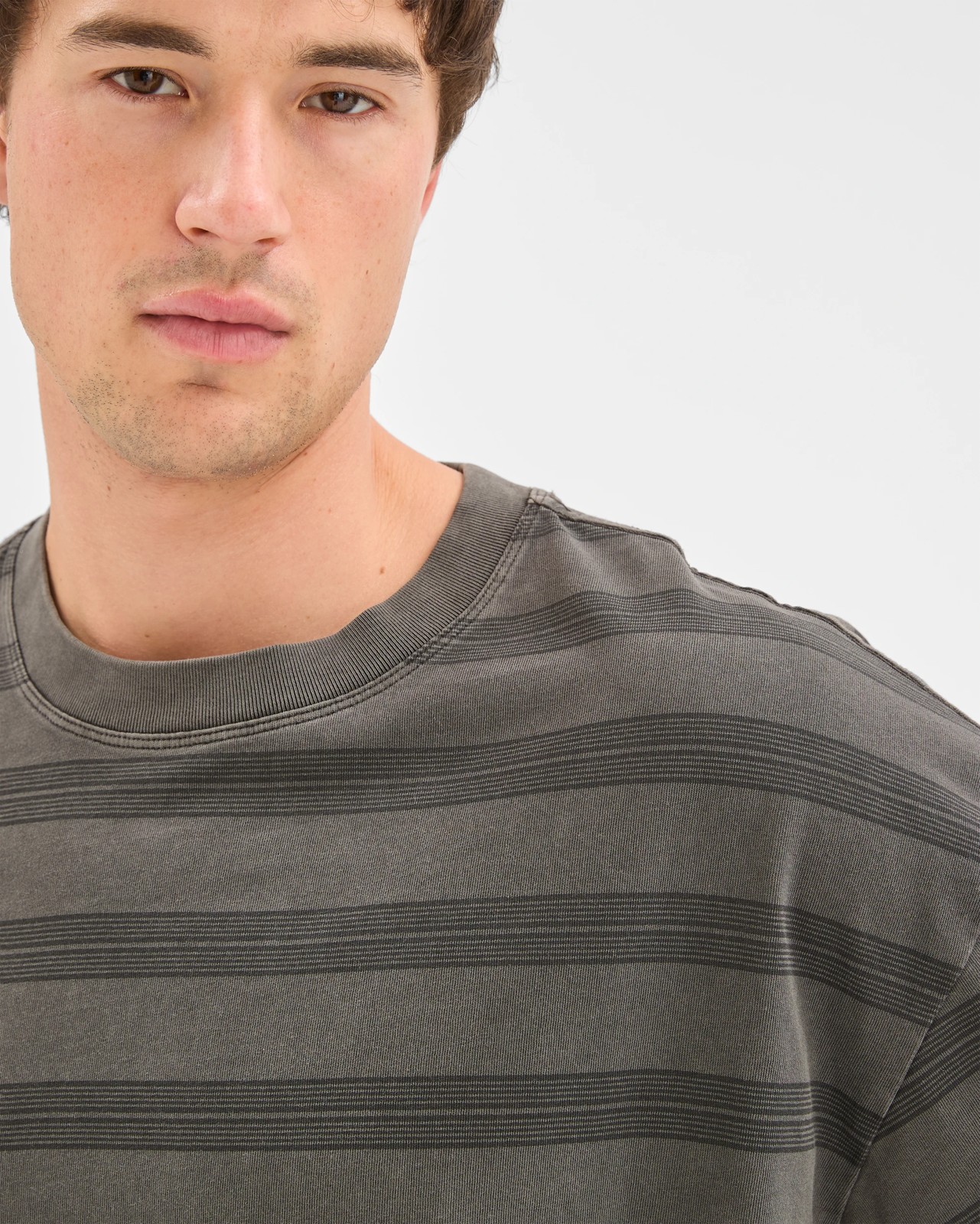 Commons Australian Cotton Overdyed Striped T-Shirt - Black Stripe 6 of 6