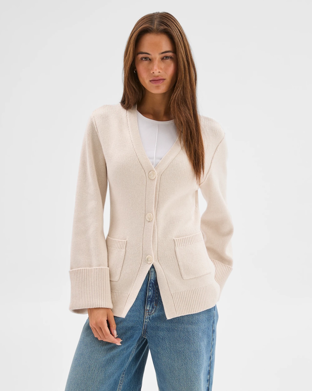 Lily Loves Australian Cotton Blend Longline Cardigan - Oat 2 of 6