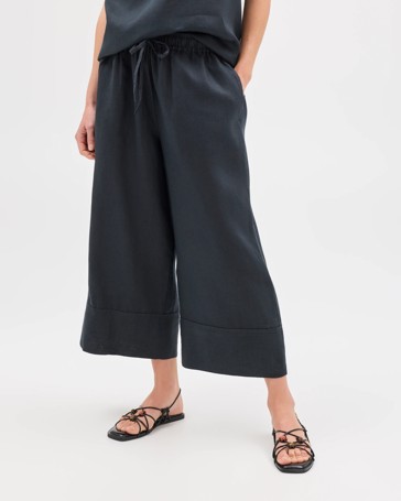 European Linen Cropped Pants