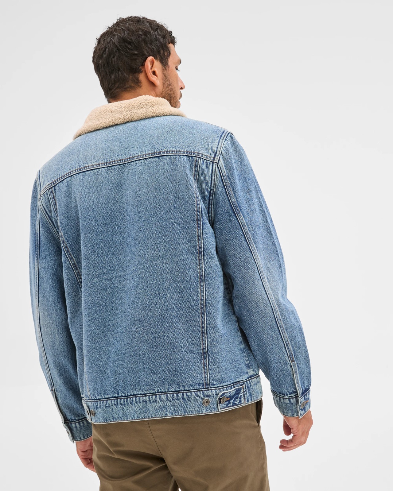Denim Sherpa Jacket - Mid Indigo 6 of 6