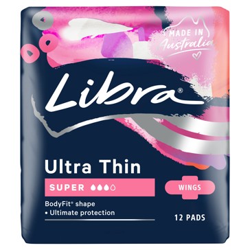 Libra Ultra Thin Super Pads - 12 Pack