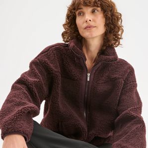 Relaxed Sherpa Zip Through Jacket