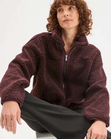 Relaxed Sherpa Zip Through Jacket