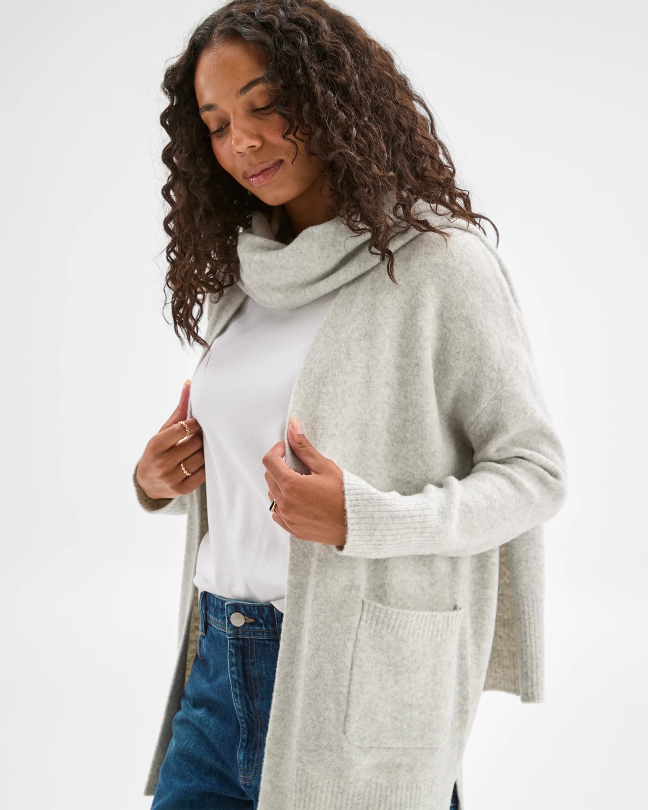 Supersoft Edge To Edge Cardigan - Light Grey Marle 4 of 6