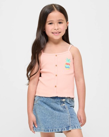 Australian Cotton Embroidered Rib Singlet