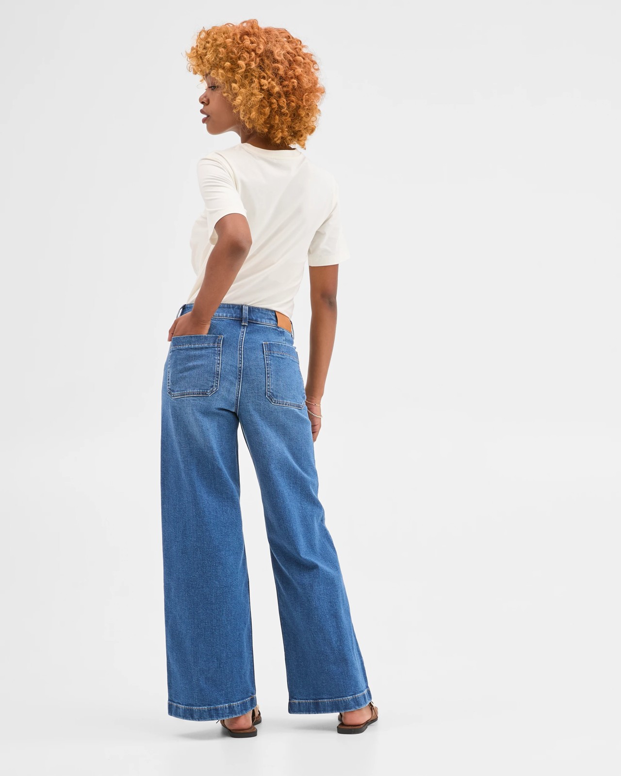 Petites Mila Full Length Wide Leg Denim Jeans 5 of 5