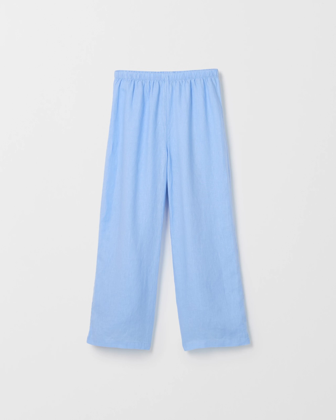 European Linen Wide Leg Pants - Blue 5 of 6