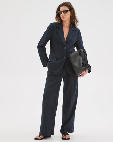 Petites Pinstripe Tailored Pants