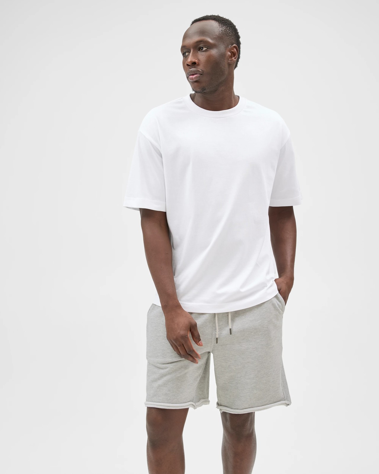 Commons Australian Cotton Rib Stripe Fleece Shorts - Grey Marle 2 of 4