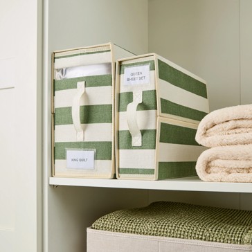Anko Linen Look Bed Linen Box - Green Stripe