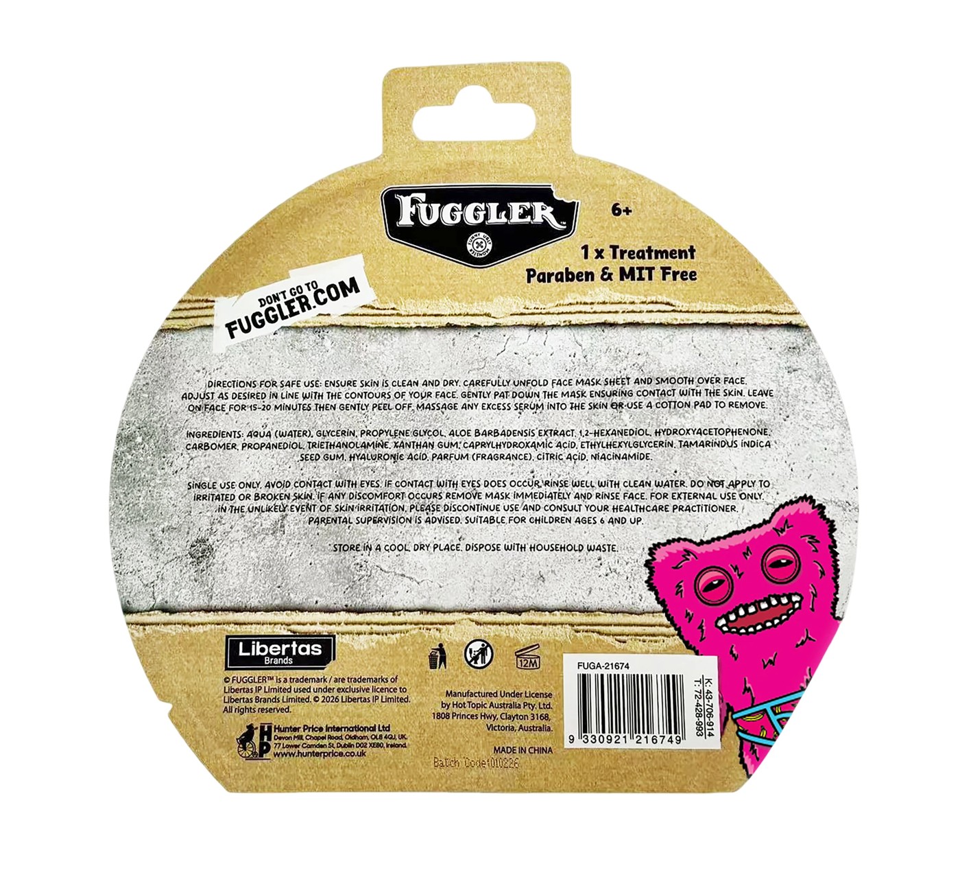 Fuggler Hydrating Pink Face Sheet Mask - Blueberry Scented 2 of 2