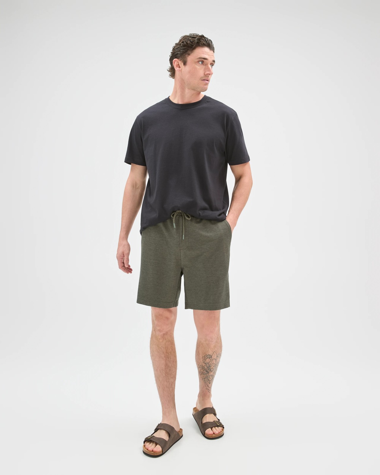 Textured Fleece Shorts - Dark Green 2 of 6