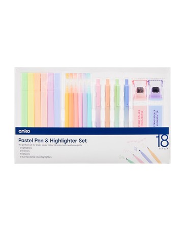 Anko 18 Pack Pastel Pen and Highlighter Set