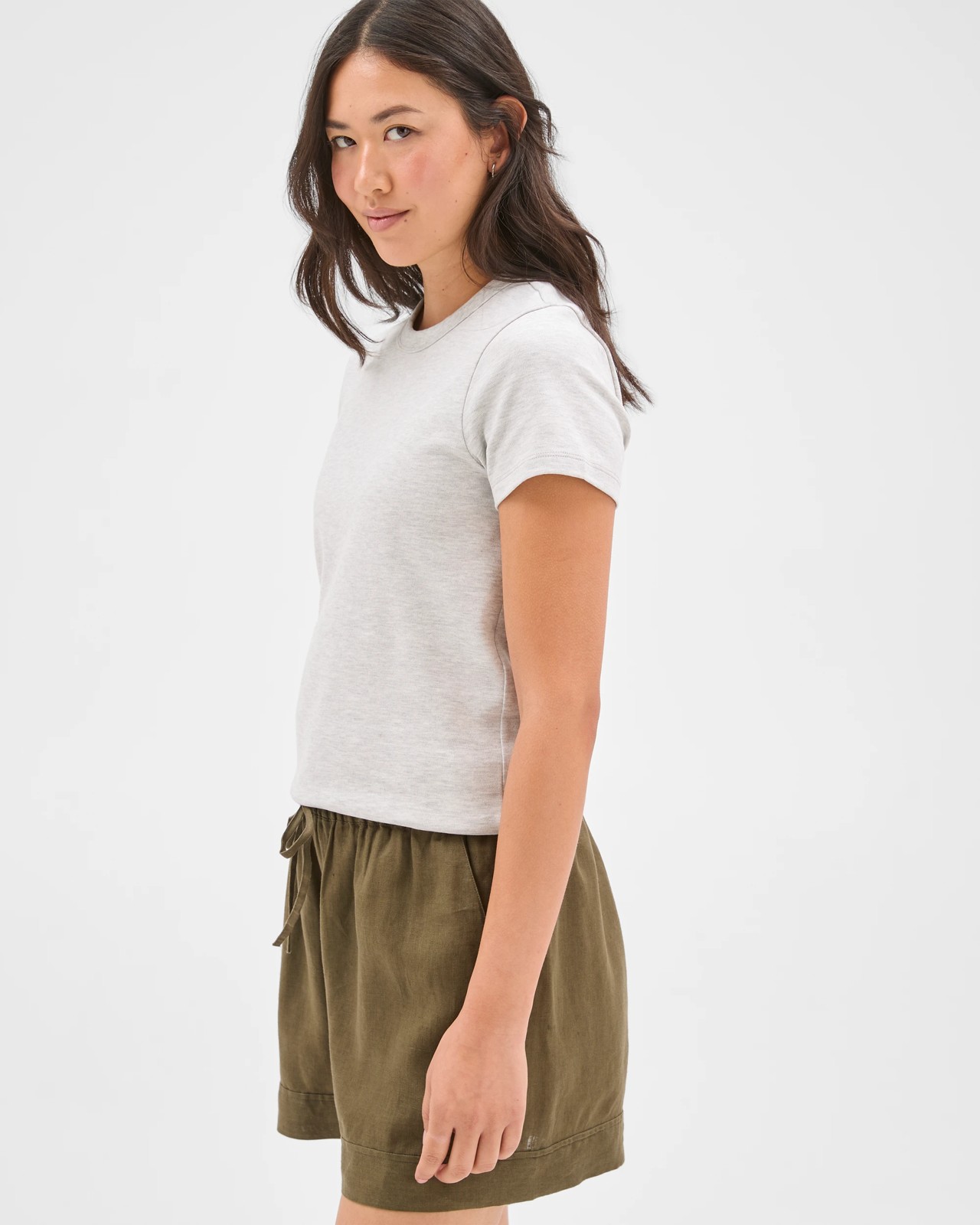 Australian Cotton Interlock Neat T-Shirt  - Grey Marle 2 of 5