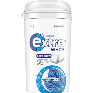 Wrigley's Extra White Peppermint Soft Chew Gum Bottle - 67g