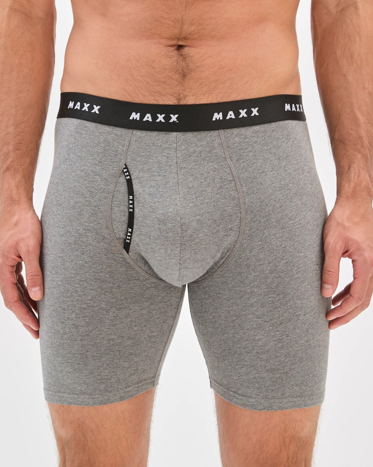 Maxx Australian Cotton Long Length Trunks - Grey Marle 2 of 3