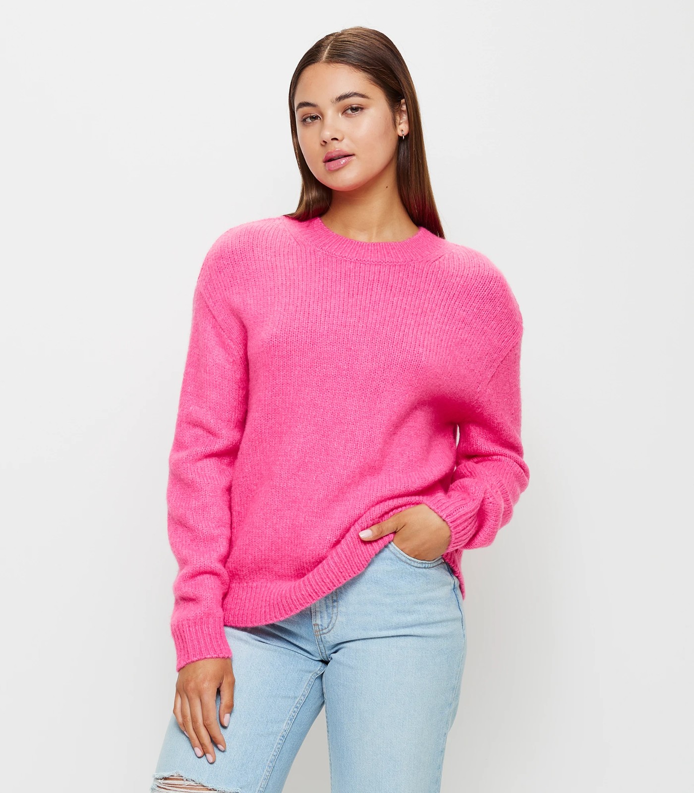 Oversized Knit Crew Neck Jumper - Lily Loves