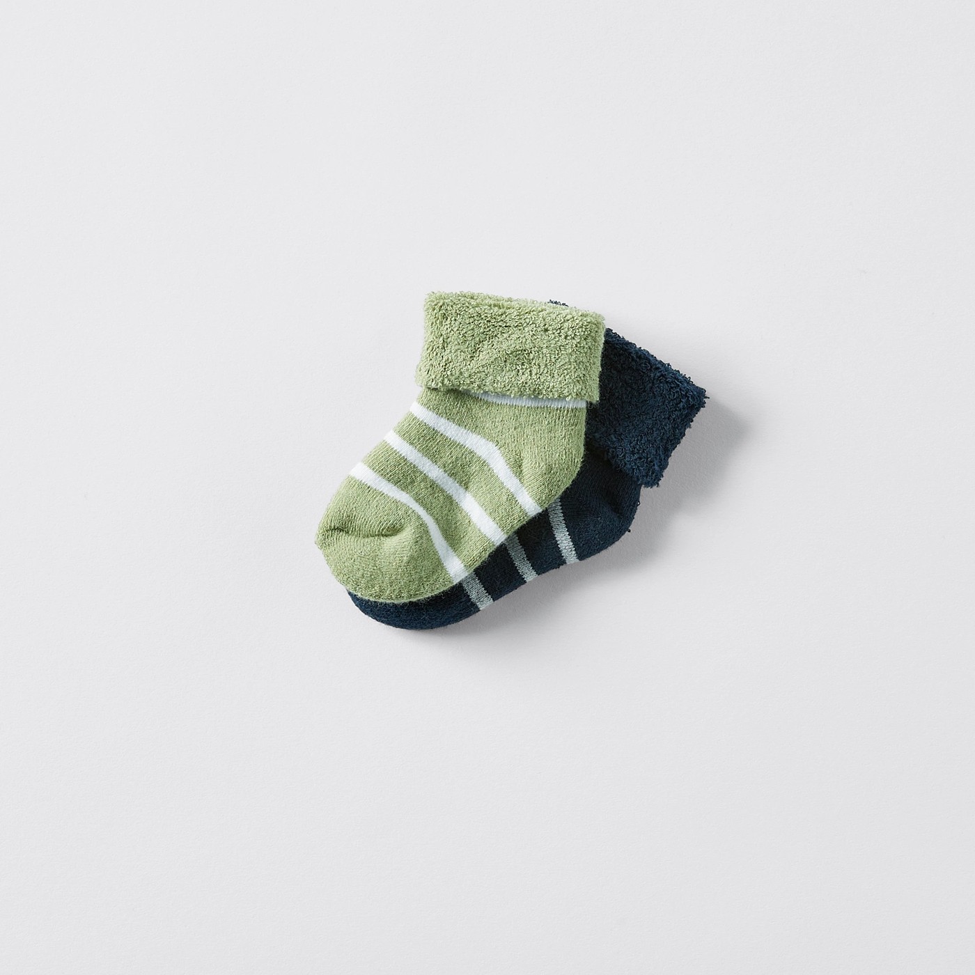 Underworks Baby 2 Pack Striped Socks - Navy Blue/Green 2 of 2