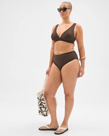 Shape Your Body Resort Ladder Trim High Waisted Matte Micro Swim Bikini Bottoms