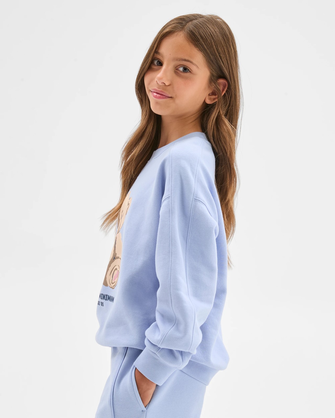 Australian Cotton Blend Long Sleeve Fleece Sweat Top - Brunnera Blue 3 of 6