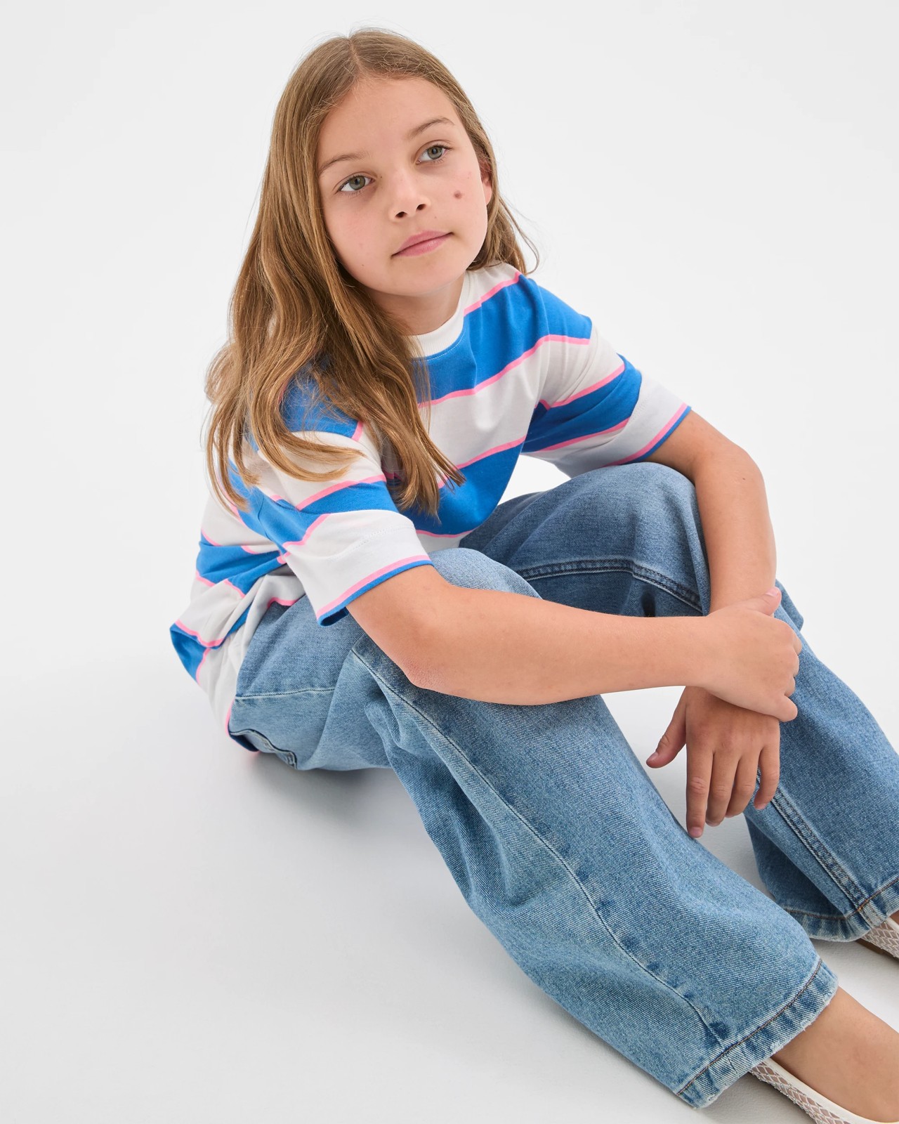 Australian Cotton Oversized T-Shirt - Stripe Blue 4 of 6