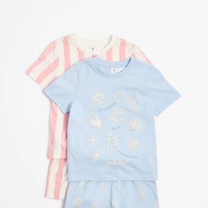 Australian Cotton 2 Pack Younger Girls Knit Pyjama Set thumbnail 2