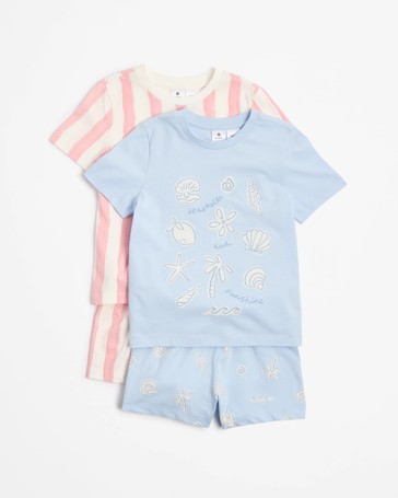 Australian Cotton Print Younger Girls Pyjama Set - 2 Pack