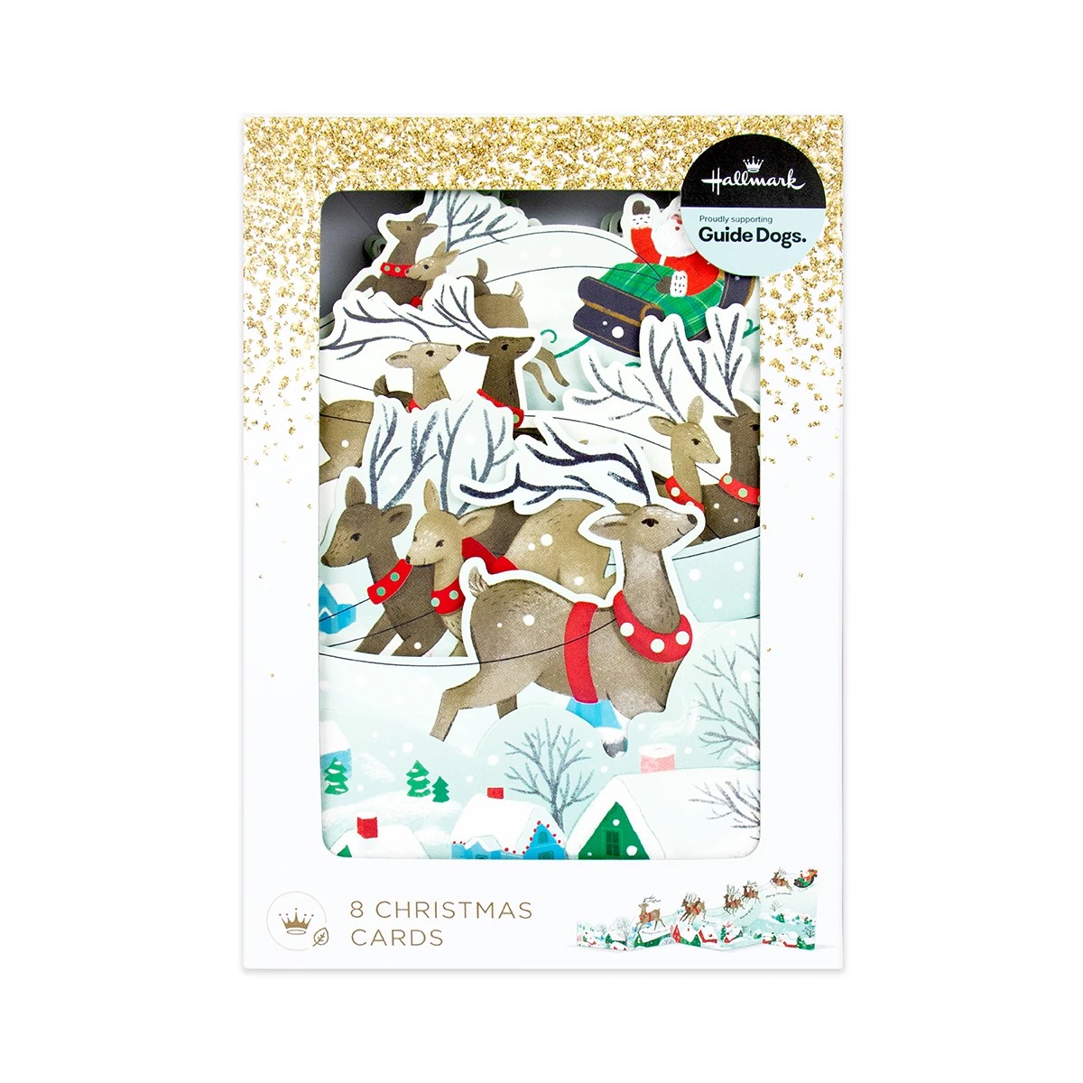 8 Pack Hallmark Boxed Christmas Cards - Santa Reindeer 2 of 6