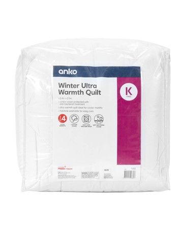 Anko Winter Ultra Warmth Quilt - King Bed - White