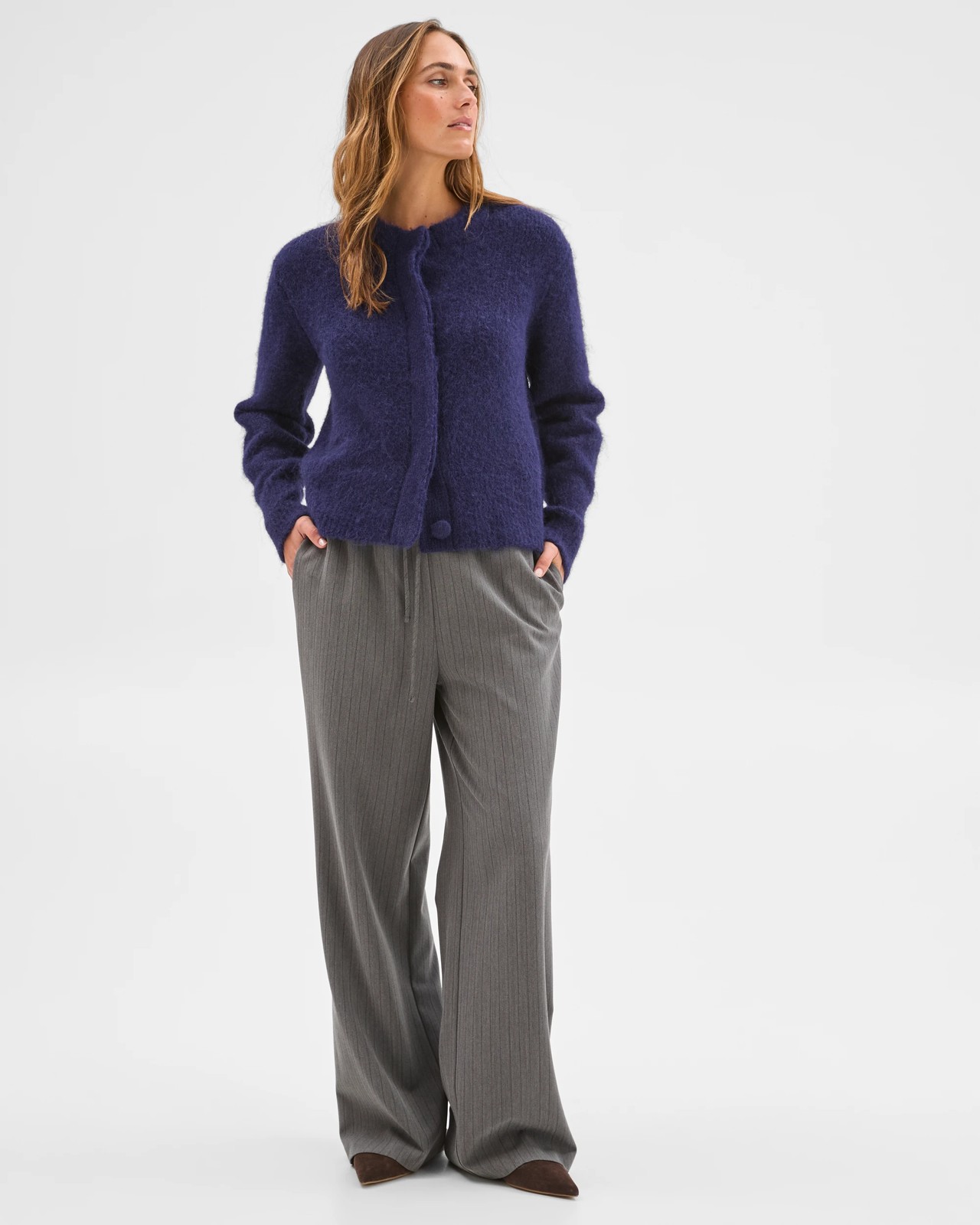 Preview Long Sleeve Plush Cardigan - Ink Navy 2 of 6