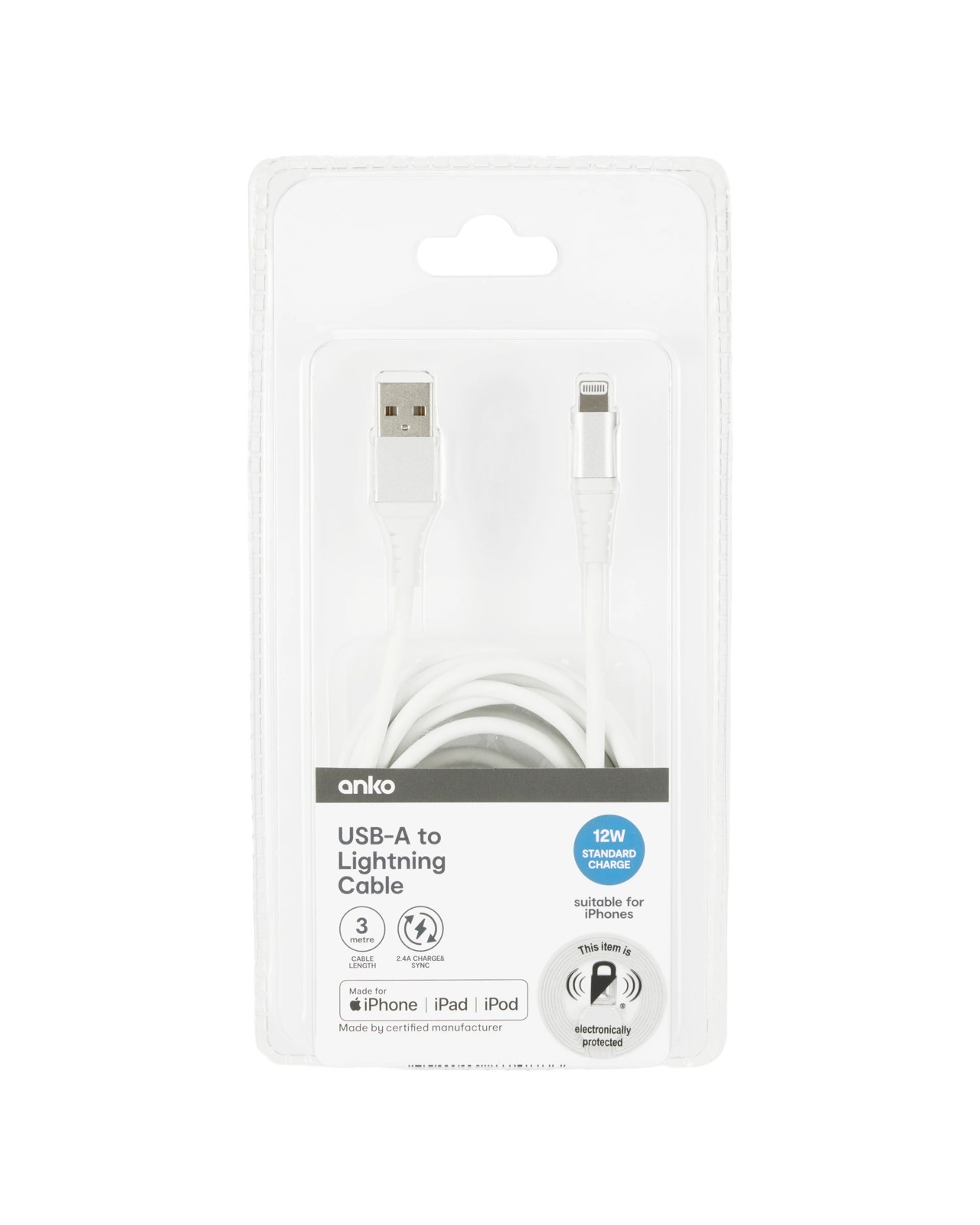USB to Lightning Cable, 3m - Anko 4 of 5