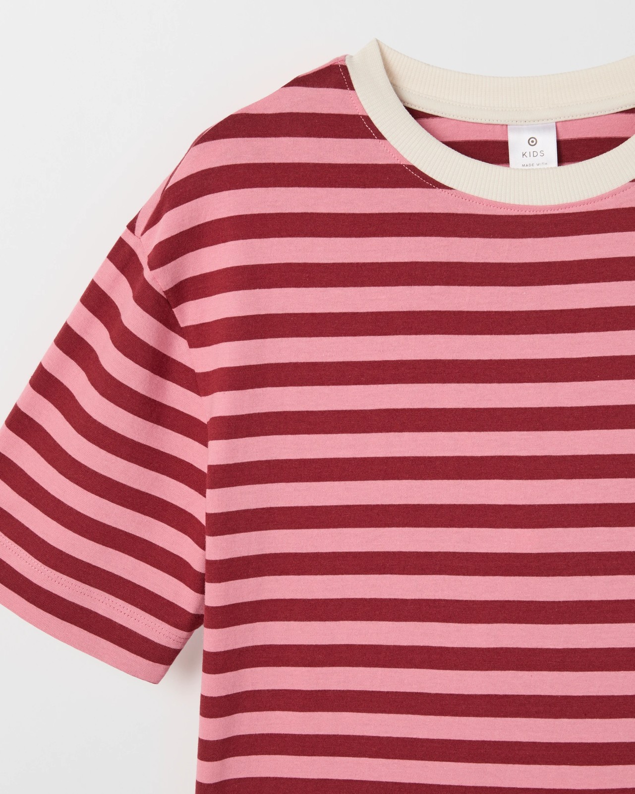 Australian Cotton Oversized T-Shirt - Pink Burgundy Stripe 6 of 6