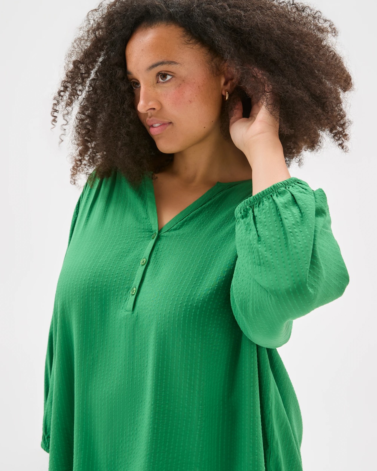 Plus Size 3/4 Sleeve Half Placket Blouse 3 of 6