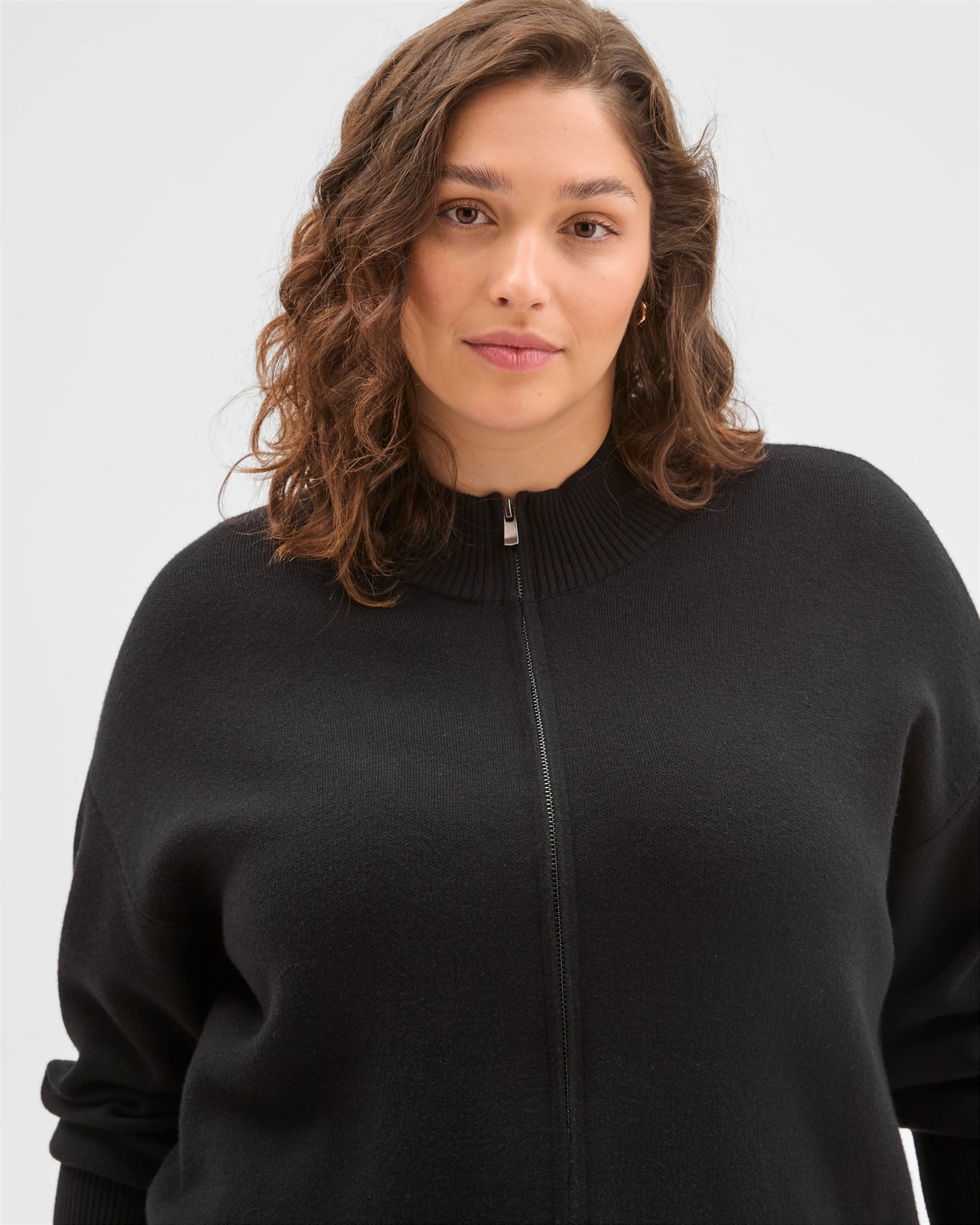 Plus Size Clean Knit Zip Through Sweater 5 of 5