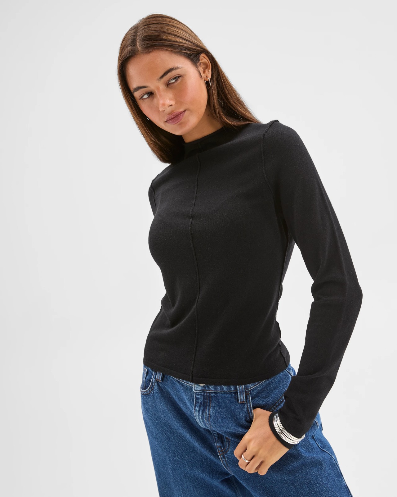 Lily Loves Exposed Seam Skivvy Top - Black 3 of 6
