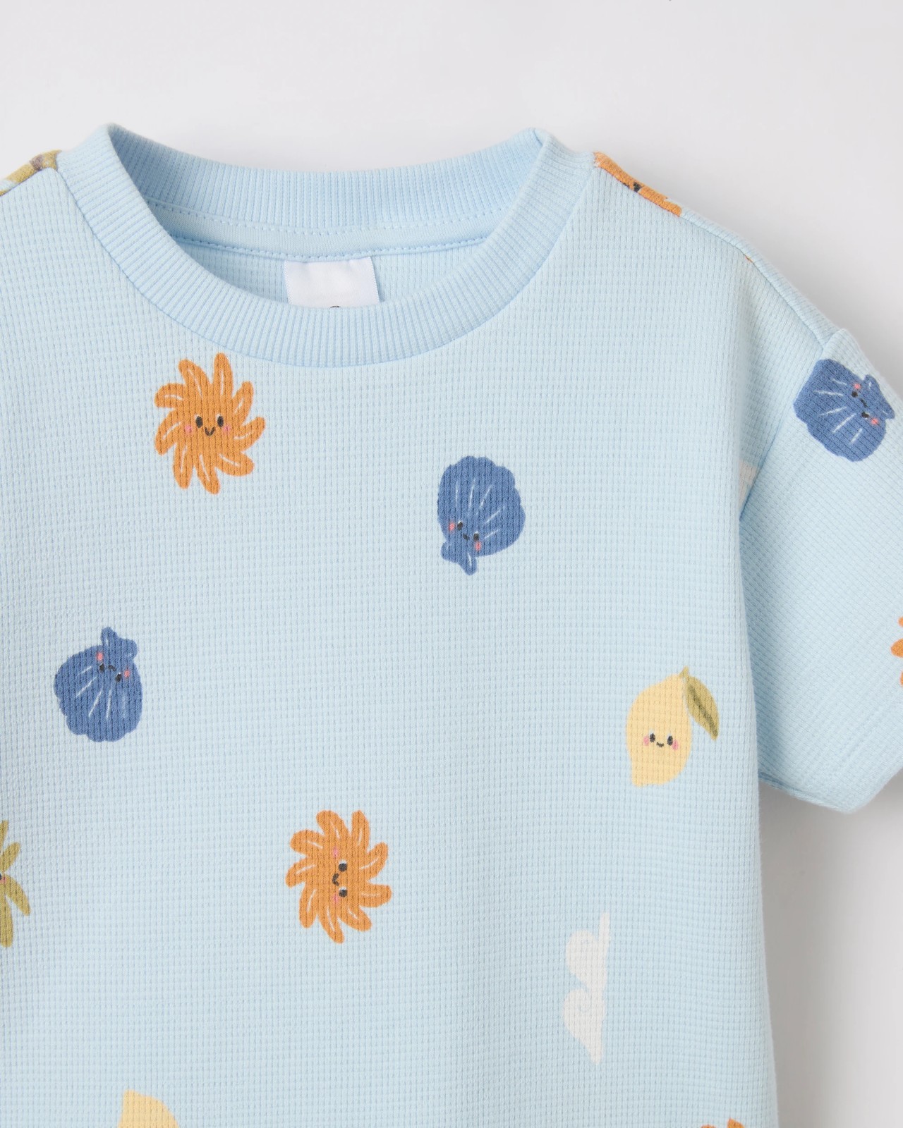 Baby Organic Cotton 2 Pack Waffle T-Shirts - Sea Icons Blue 5 of 6